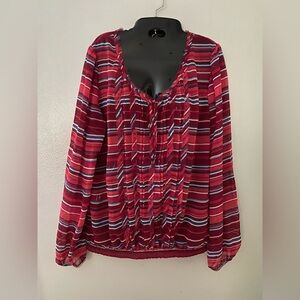 CACHE Long Sleeve Striped Blouse, Top, Shirt Sz XL